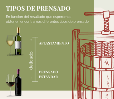 Tipos de prensado en uva tinta y blanca